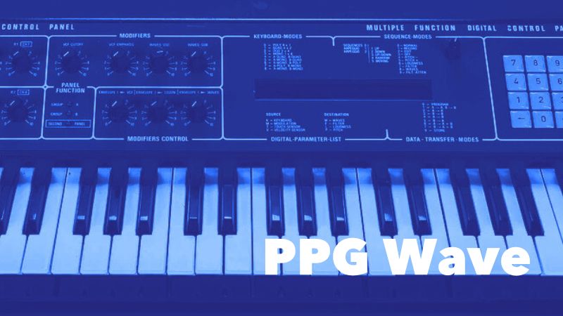 PPG Wave 2.2の画像。ノブとテンキーが配置された独特なデザイン。