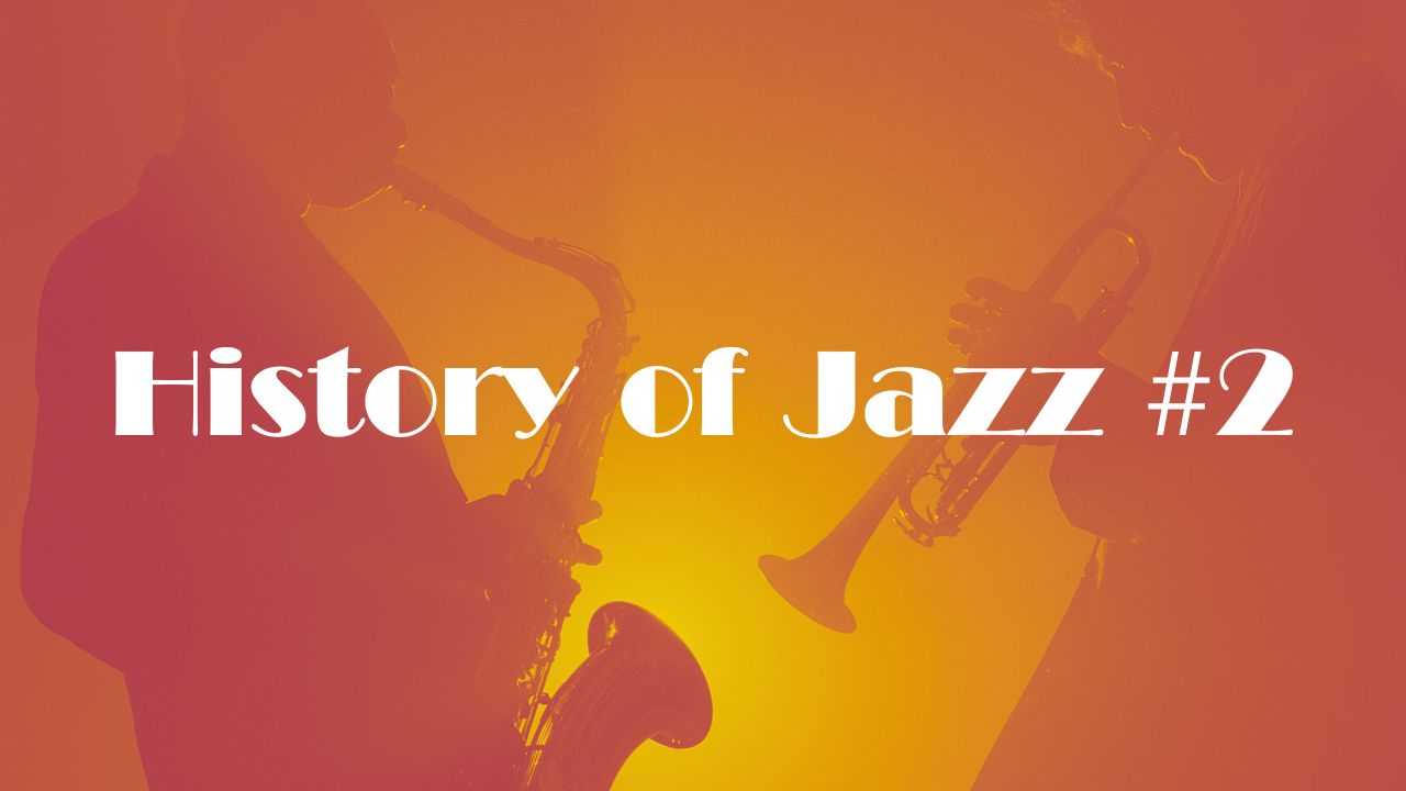 逆光でのなか演奏するジャズマンたちをバックにHistory of Jazz #2 の文字